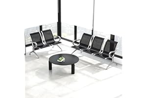 buenotoys Waiting Room Chair Bench - 5-Seat Waiting Room Bench with Arms Airport Reception Bench Guest Reception Chairs Lobby Bench Waiting Area for Airport Market Bank Hospital School, Black