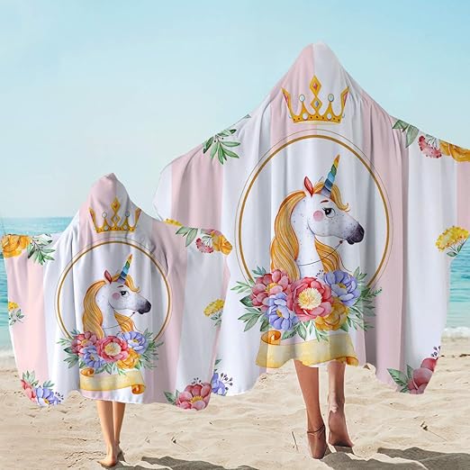 unicorn hooded beach towel