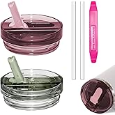 Upgraded 2 Pack 30 OZ Flip Straw Lid for Stanley Quencher ProTour,Leak Proof Lid Replacement for Stanley H2.0 Quencher,No Spill Detachable Tumbler Cup Lids,Stanley Cup Accessories