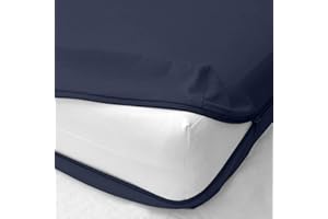 SKY BEDDINGS Zipper Fitted Sheet - Queen Size, 12 Inch Deep Pocket, Hotel Quality Brushed Microfiber Bottom Sheet, Soft Wrinkle-Free, Shrinkage and Fade Resistant, 1 Fitted Sheet Only (Navy Blue)