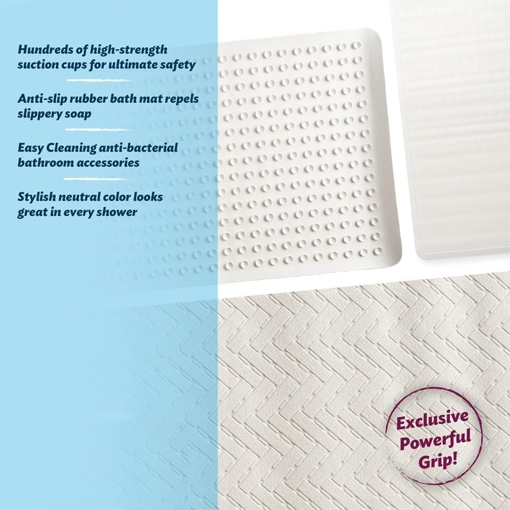 Epica Anti-Slip Machine Washable Anti-Bacterial Bath Mat 16" x 28" Natural Rubber: Home & Kitchen