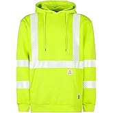 BOCOMAL FR Hoodies High Visibility Cotton Fleece Hi-vis Mid-Weight Flame Resistant Reflective Hooded Sweatshirts