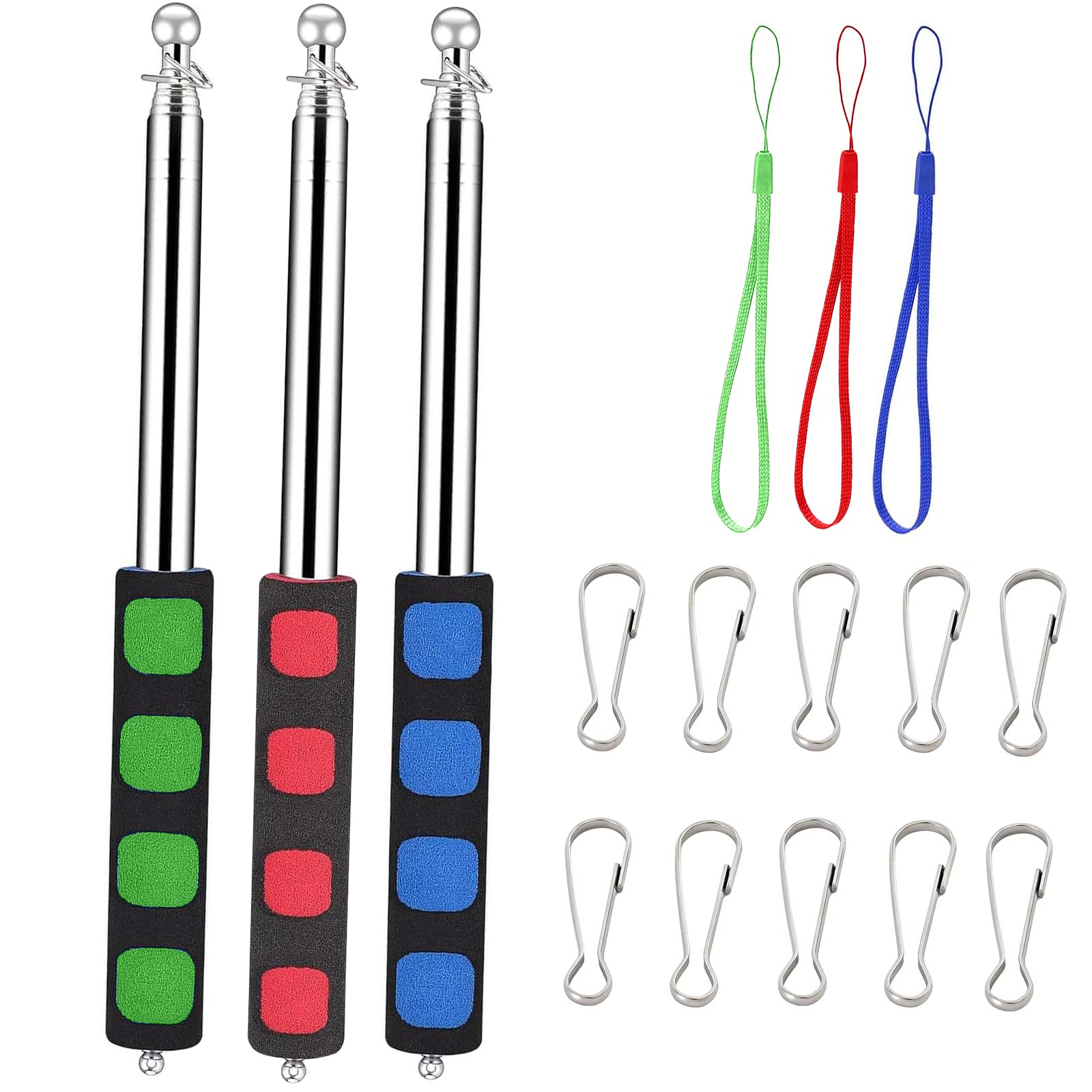 DOINEUFL 3 PCS Telescopic Flag Pole, Handheld Telescopic Pole for Teaching, Extendable Flag Pole Telescopic Flag Pole Festival, Portable Flag Pole