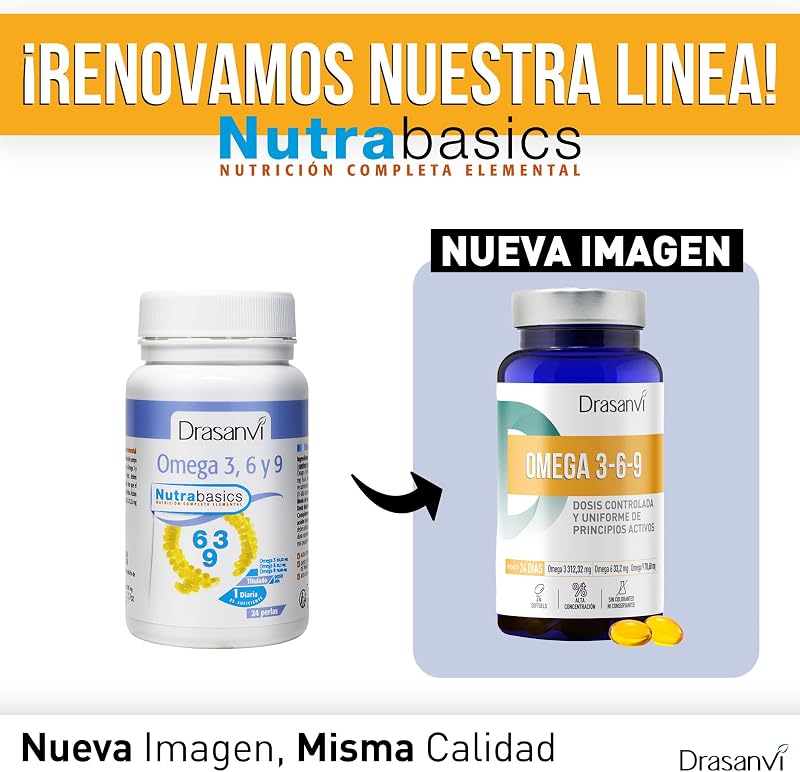 Omega 3-6-9 Drasanvi Nutrabasics con Aceite de Onagra y Lino en 24 Perlas