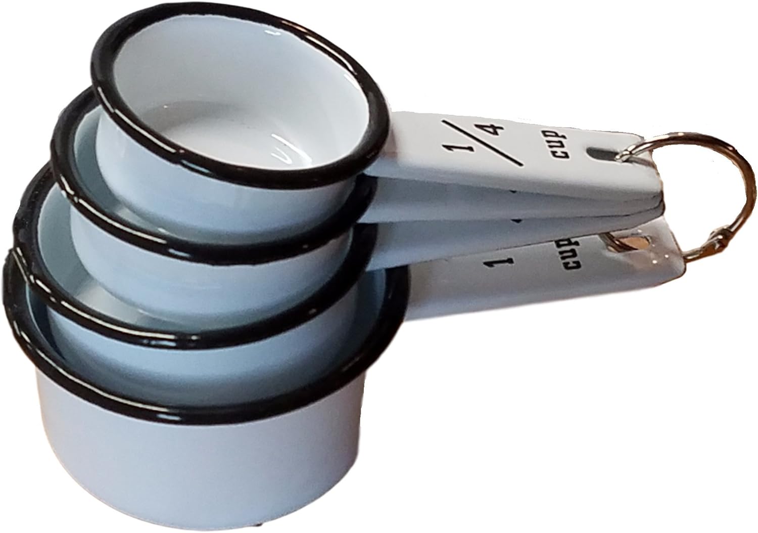 Vintage White Enamel Measuring Cup Set Amazon.co.uk Kitchen & Home