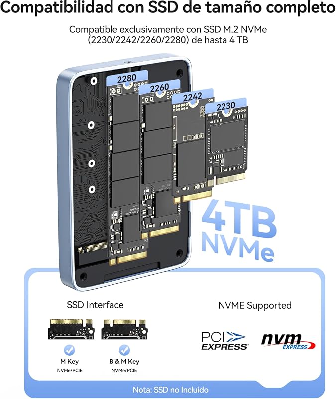 Caixa magnética SSD M.2 NVMe de 10Gbps com base USB-C Compatível com gravação ProRes para iPhone 17/16/15 Pro/MAX/Plus TF/SD PD 100W para SSD 2230/2242/2260/2280 AP80F Preto sem disco