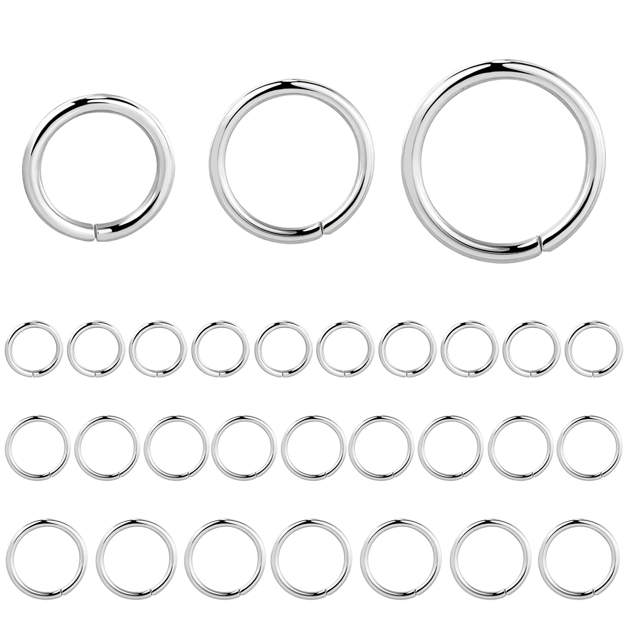 ALEXCRAFT Open Jump Rings, 60Pcs 925 Sterling Silver Rings 3 4 5mm for Jewelry Making, Sterling Silver Split Rings Small Mini Open Jump Rings for Jewelry Repair Necklace Bracelet Connect Chain Link