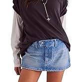 utcoco Women's 2025 Summer Casual Denim Skort Skirts Low Waisted Mini Jean Skirt Zip Fly Denim Skirt