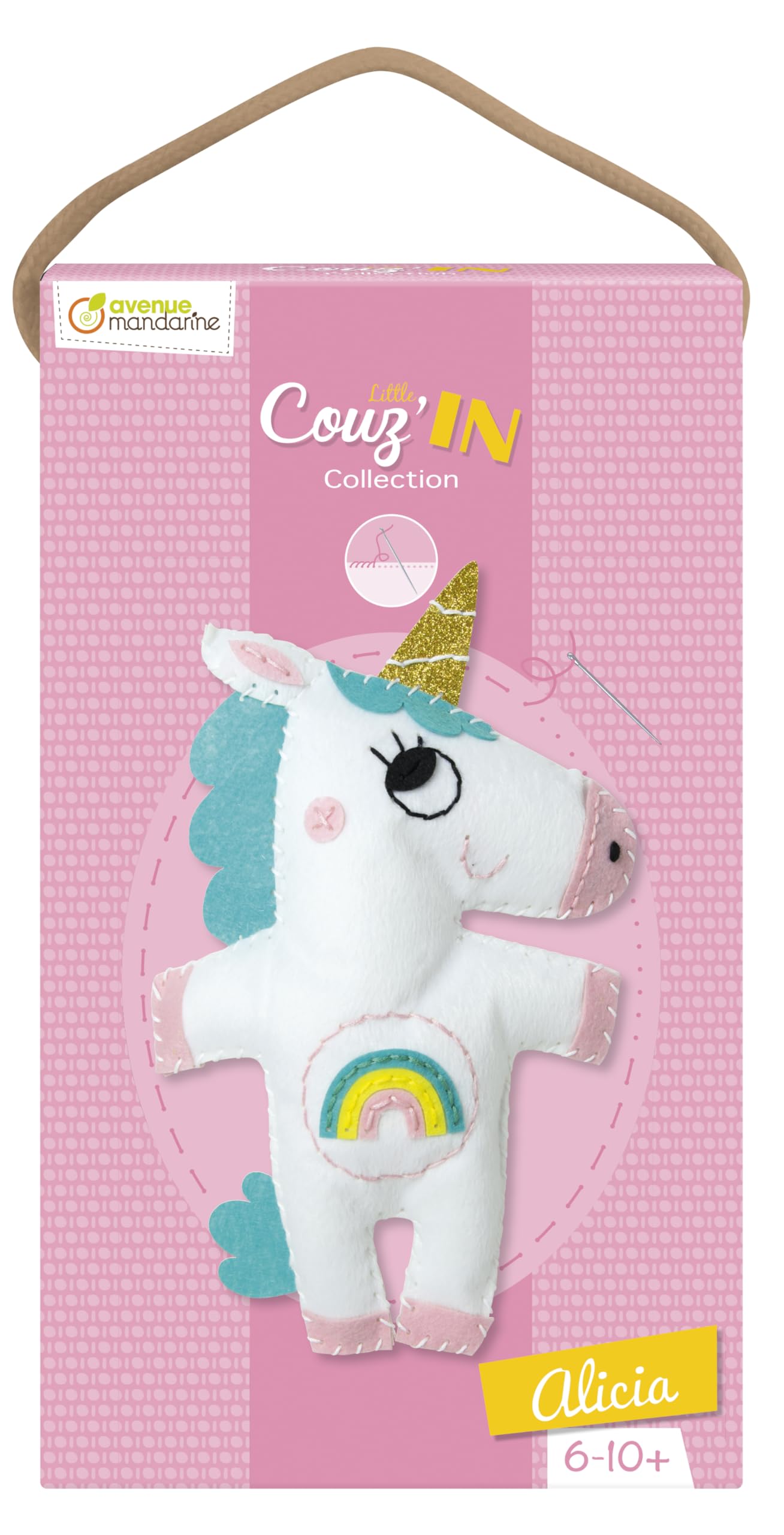 Avenue Mandarine - Ref KC066C - Little Couz'in Sewing Introductory Activity Box - Alicia the Unicorn - Includes Felt, Thread, Wadding, Full Instructions Supplied, Suitable for Ages 6+