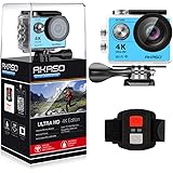 AKASO EK7000 4K Sport Action Camera Ultra HD Camcorder 12MP WiFi Waterproof Camera 170 Degree Wide View Angle 2 Inch LCD Screen W/2.4G Remote Control/2 Rechargeable Batteries/19 Accessories Kits - Blue