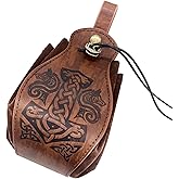 HiiFeuer Medieval Faux Leather Pouch, Portable Drawstring Purse, Vintage Belt Pouch Dice Bag For LARP Ren Faire