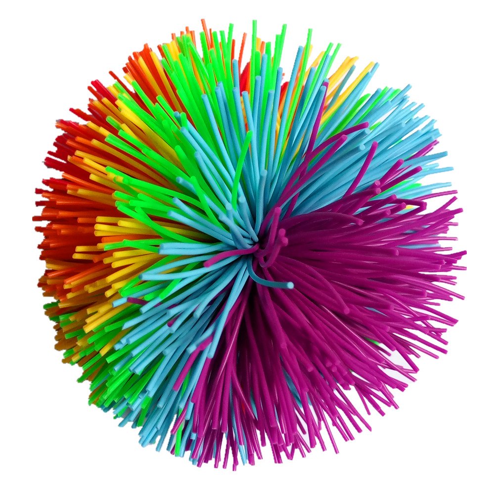 Colorful String Ball Mua 4.5Inch Large Rainbow Stringy Ball Silicone Bouncing Fluffy Jugging ...