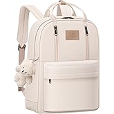 GAXOS Cute Backpack for School Aesthetic Backpack Purse for Women Girls White Book Bag Korea Style Bookbag