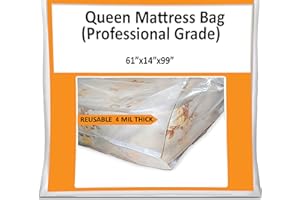 MOVINGHOST Queen Mattress Bag for Moving Storage Cover - 4 Mil Heavy Duty Thick Plastic Wrap Protector Reusable Bags Supplies