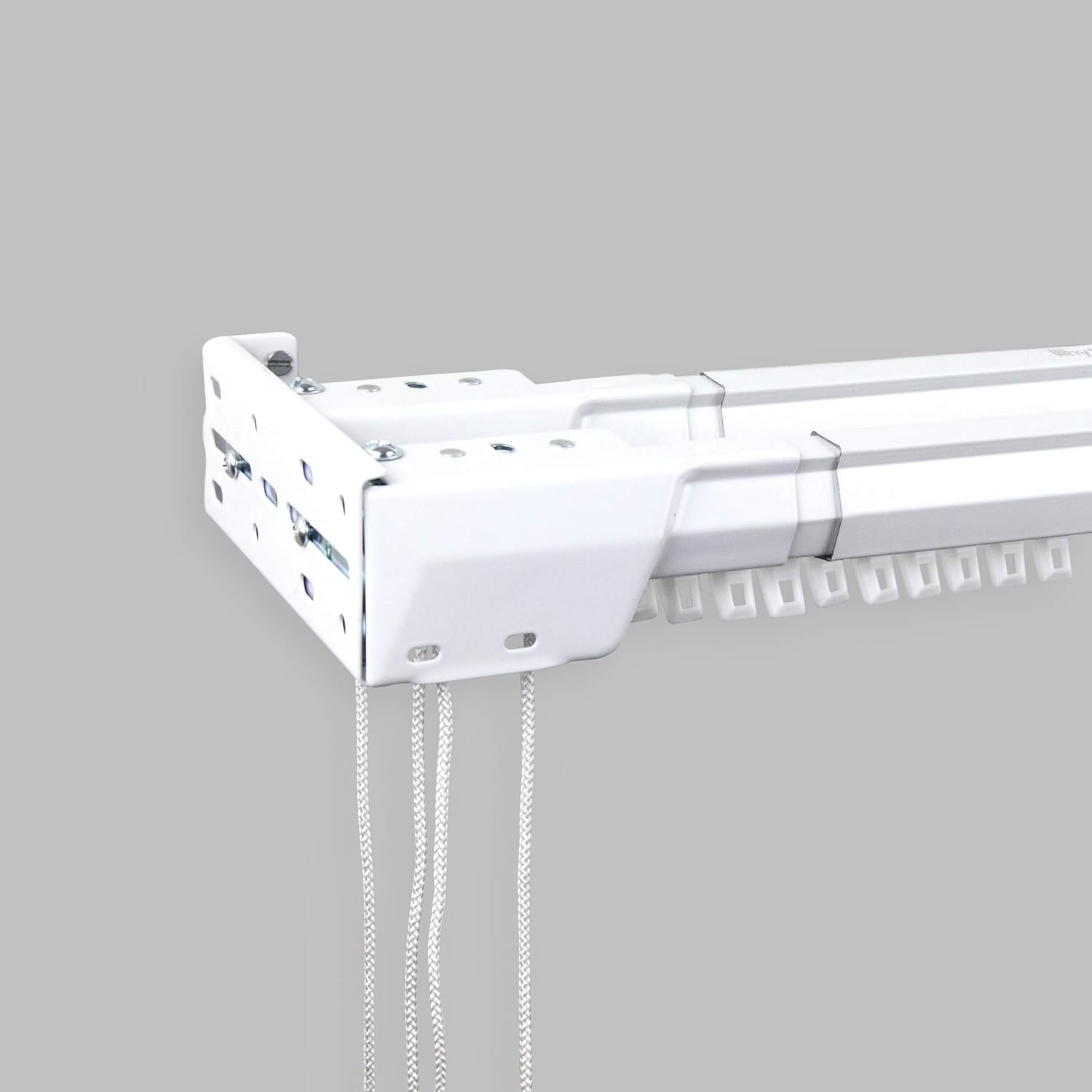 48 InStyleDesign White Heavy Duty Double Traverse Rod Oneway Cord Left