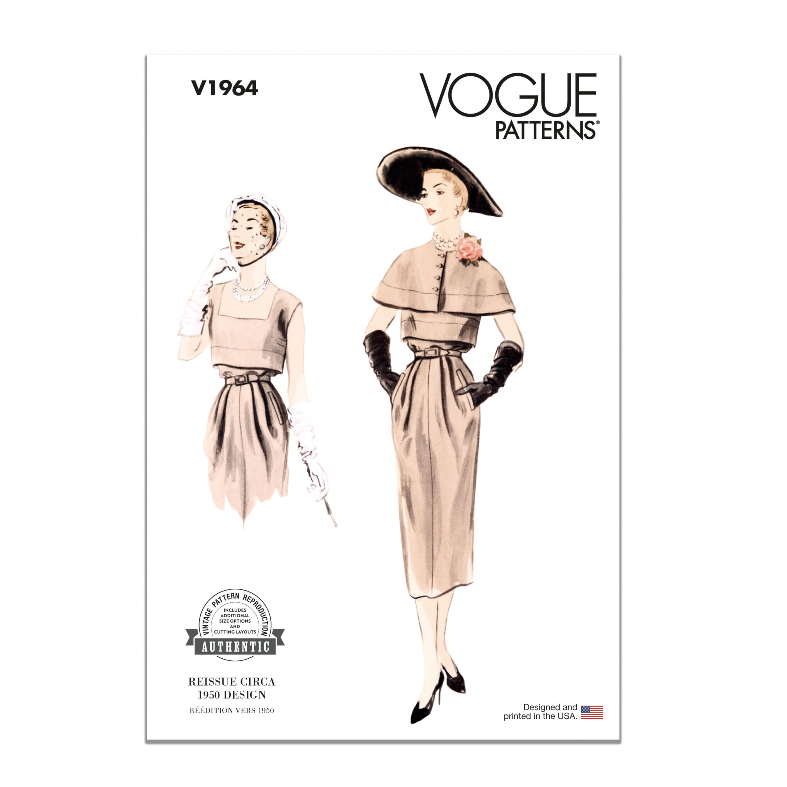 Vogue V1964B5 Misses' Dress and Capelet B5 (8-10-12-14-16)