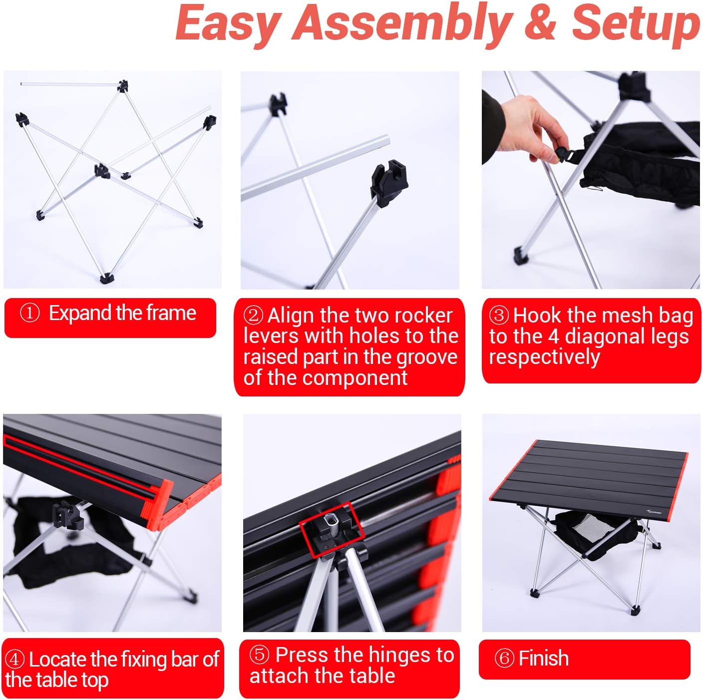 Sportneer Portable Camping Tables with Mesh Storage Bag, Ultralight Camp Folding Side Table, Aluminum Table Top Great for Camp, Picnic, Backpacks, Beach, Tailgate, Boat, S, M, L : Sports & Outdoors