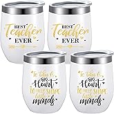 Patelai Teacher Tumbler Teacher Appreciation Gifts Funny Wine Tumbler Funny Coffee Cup Thank You Birthday Gifts, 12 oz Stainless Steel Insulated Cups with Lid and Straw(Stylish Style)