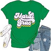 Qskall Womens Mardi Gras Shirt Fat Tuesday Shirts New Orleans Tee Tops