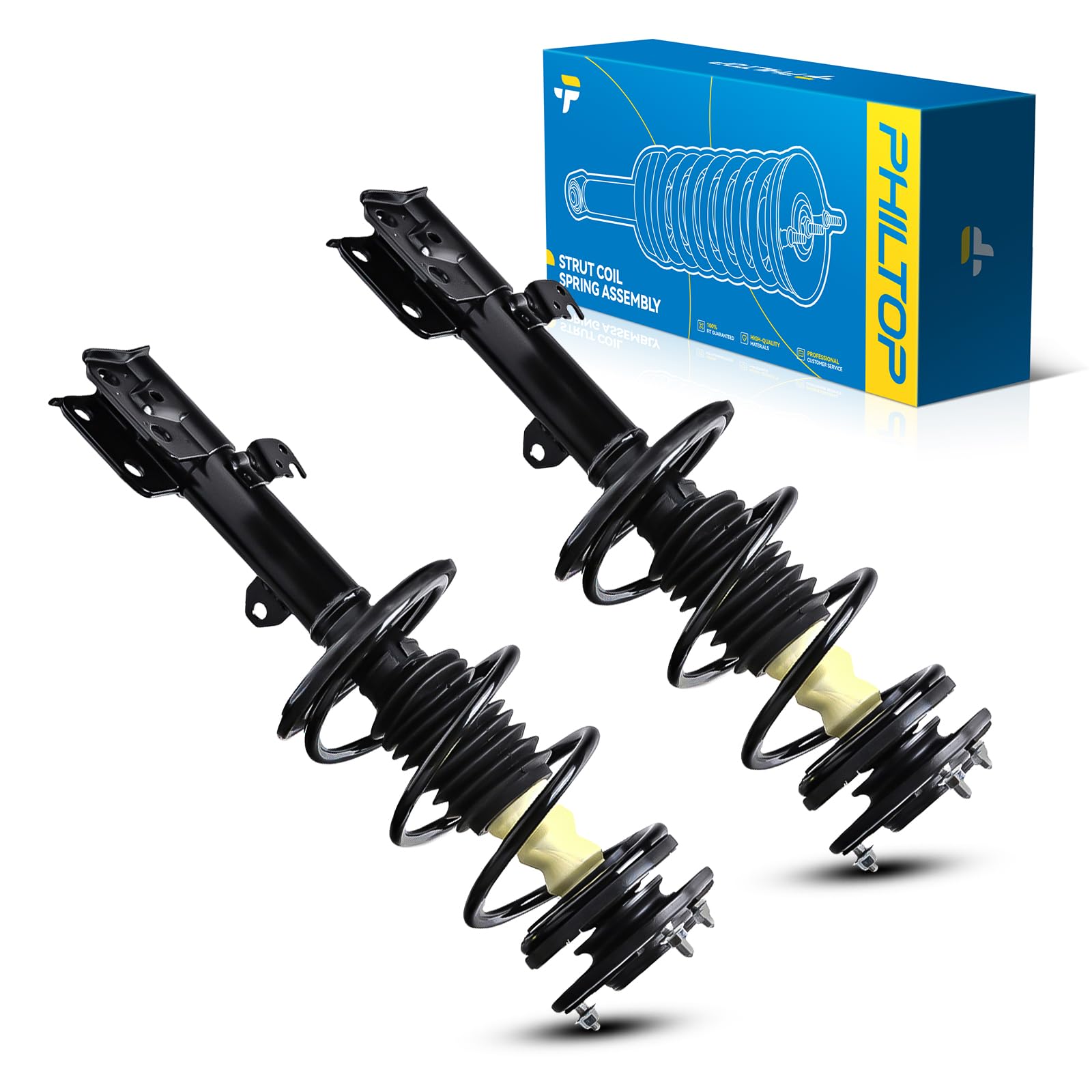 PHILTOP Front Struts Fit for Corolla 2009 2010 2011 2012 2013, Matrix 2011 2012 2013, Complete Strut Assembly 472597 472598,Struts with Coil Spring Assemblies Set of 2 4SAA668