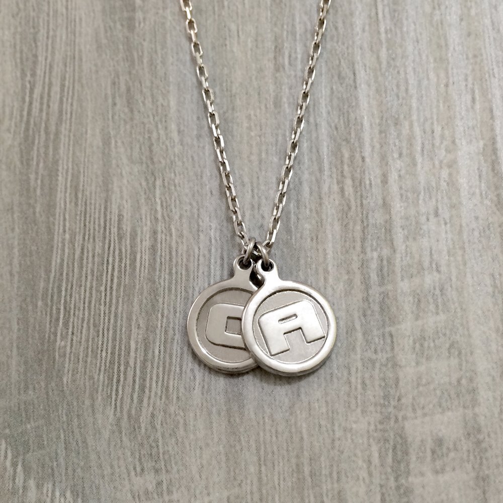 Personalized silver initial necklace, Two initial silver necklace Handmade