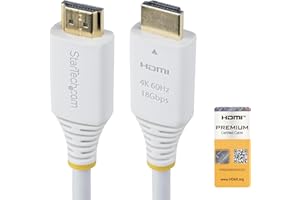 StarTech.com 6ft (1.8m) Premium Certified High Speed HDMI Cable, 4K 60Hz/1440p 144Hz, 18Gbps, UHD HDMI 2.0 Cord, TPE Jacket, 