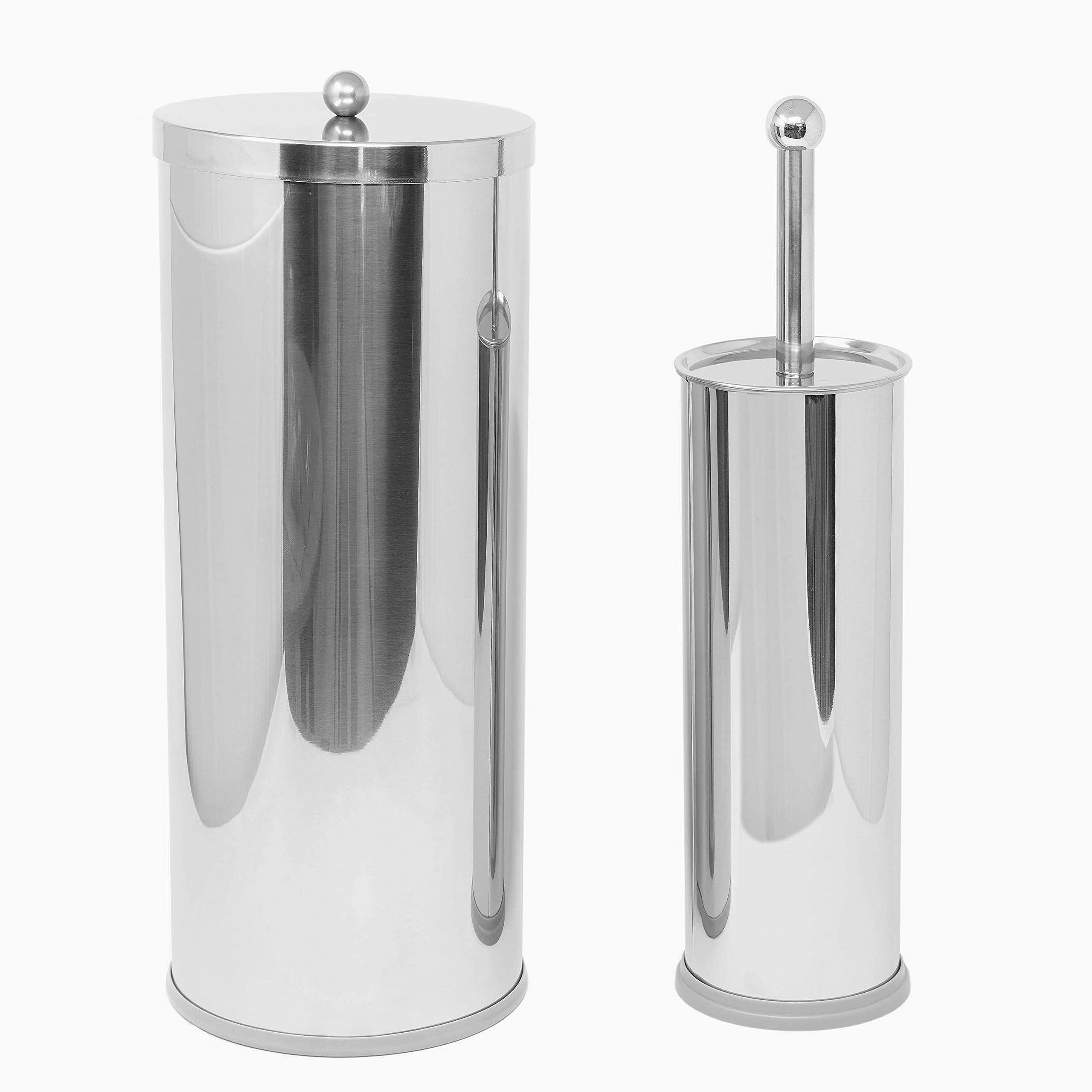 Photo 1 of (USED/FAIR) Stainless Steel Toilet Paper Canister and Toilet Brush Case Set (Set of 2)
