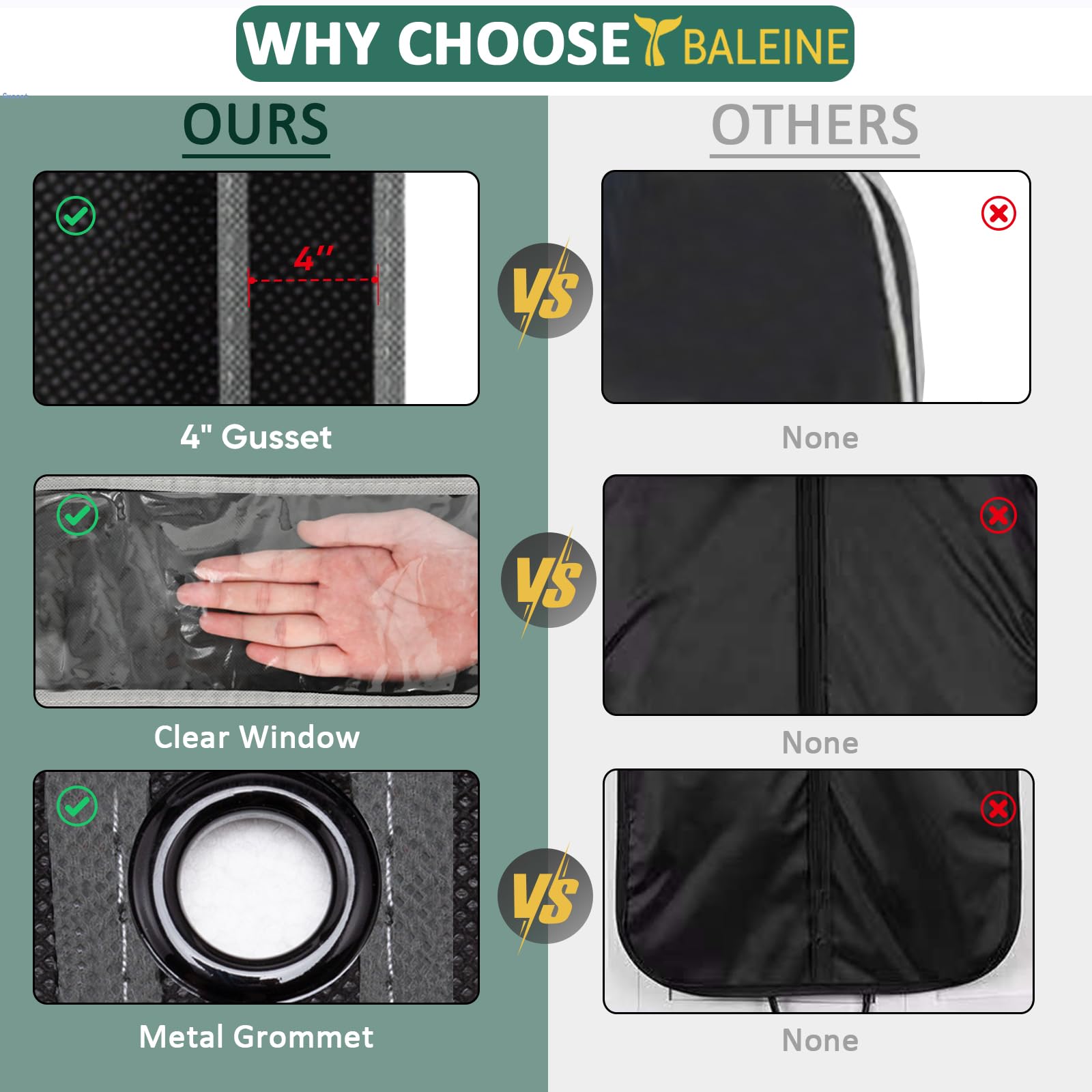 BALEINE 1PK Heavy Duty Garment Bag with Shoe Storage Travel Bag for Dresses, Suit, Coats Travel Essential (43