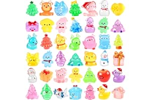QAUYETM 56Pcs Christmas Luminous Mini Figurines 56 Styles Glow in The Dark Tiny Resin Miniatures to Hide Bulk Santa Snowman Bell Snowflake Figurines for Xmas Bag Fillers Party Favors Garden Dollhouse Decor
