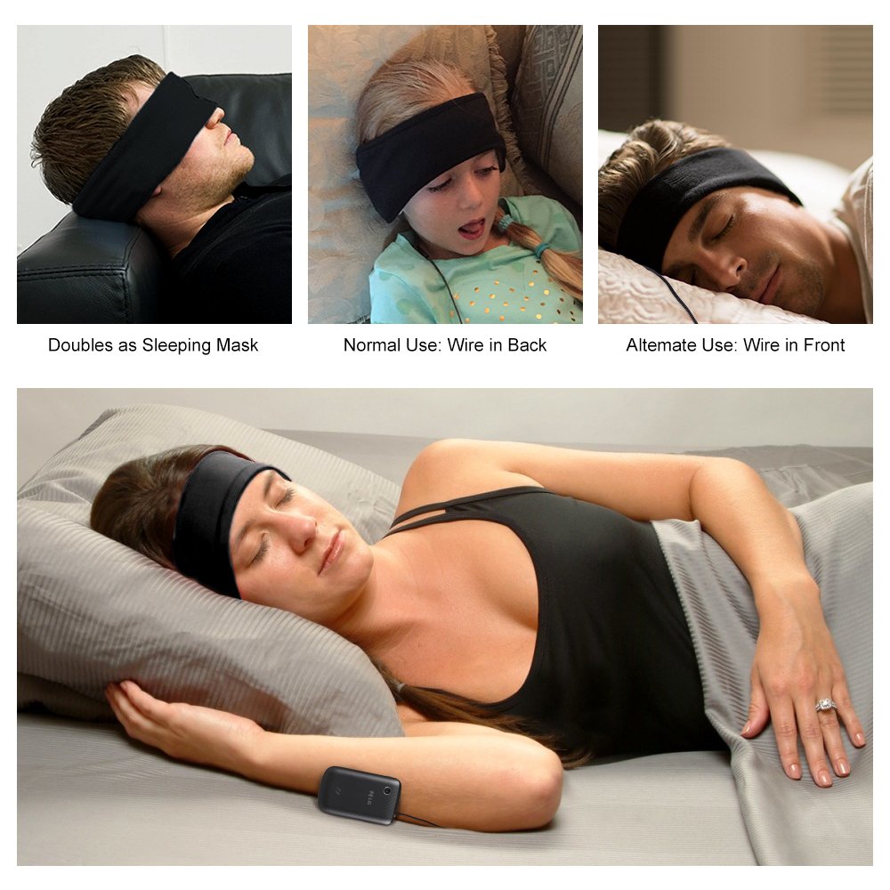 Sleep Mask Headphones Headset Sleep Headphones Muffler Noise Reduction Anti-Snoring Sleeping Headphones Multipurpose for Eye Masks and Headbands by CLAN-X (Black) (BLACK)