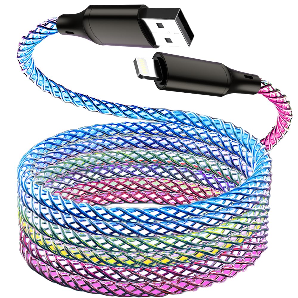 Photo 1 of BAVNCO LED iPhone Charger, 5ft RGB Colorful Gradual Light Up MFi USB A to Lightning Cable iPhone Fast Charging Data Cord for iPhone 14 13 12 11 Pro Max XR XS X 8 7 6 Plus iPad More