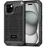 Beasyjoy for iPhone 15 Plus Case Waterproof, Metal Heavy Duty Full Body Protective Case with Built-in Screen Protector, Military Grade Shockproof Dustproof Defender Case for iPhone 15 Plus 6.7", Black