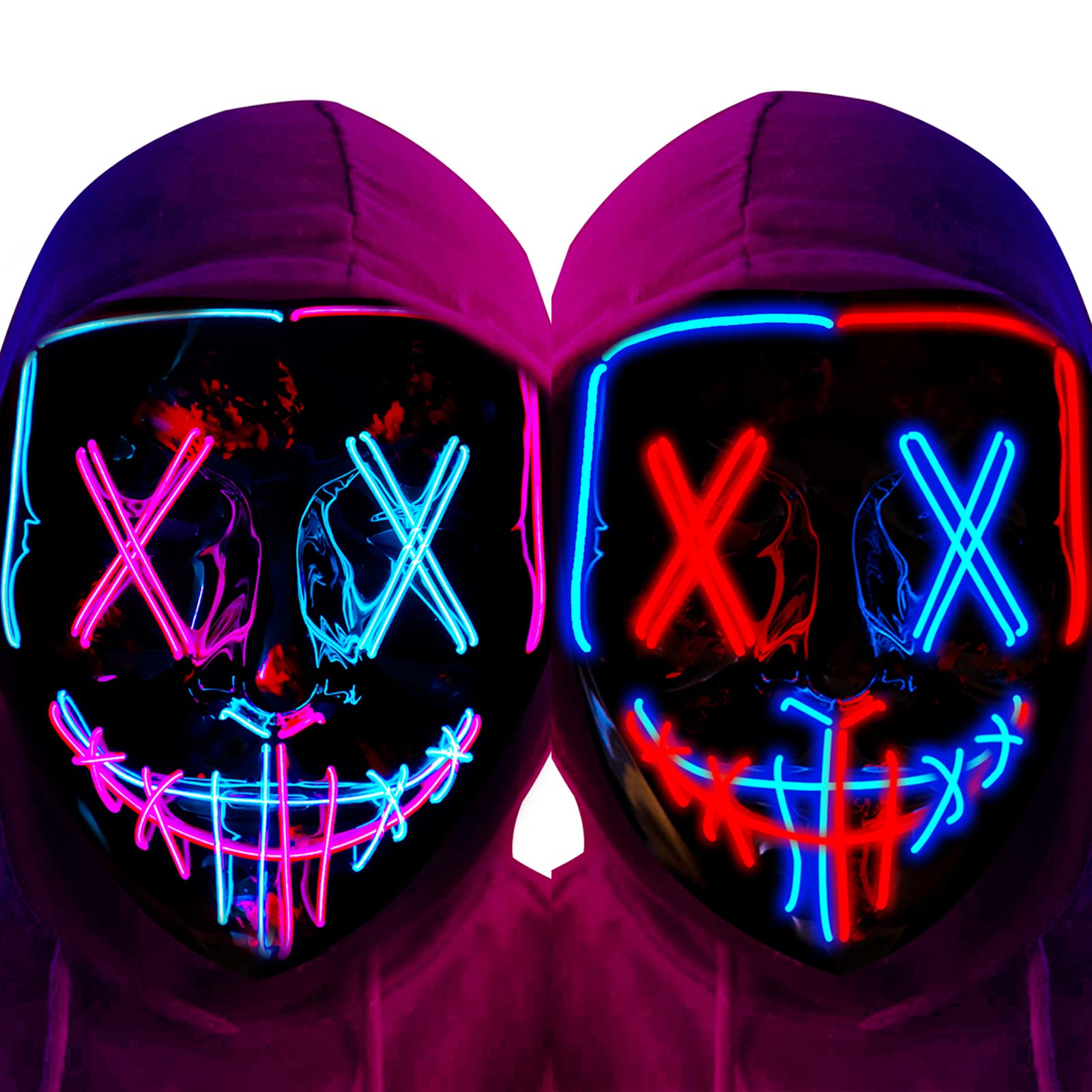 Poptrend Halloween Mask LED Light up Mask Scary