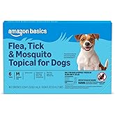 Amazon Basics Preventative Flea, Tick & Mosquito Topical Treatment for Medium Dogs (11-20 pounds), 6 Count, Packaging May Var