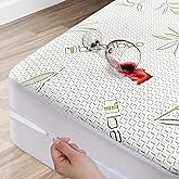Bamboo Mattress Protector with Zipper - 100% Waterproof King Size Cooling Mattress Cover - Ultra Soft Jacquard Fabric Breatha