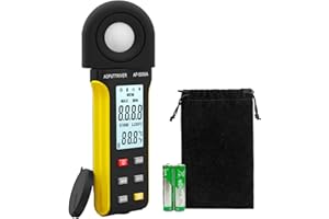 Light Meter Lux Meter Logger,Digital Lumen Tester Measure Range 0.1~400,000 Lux(0.1~40,000 FC) Foot Candle Luxometer with Rot
