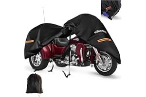 SRIMMIT Trike Motorcycle Cover, Covers for 3 Wheel Harley Davidson Waterproof Outdoor Storage, Heavy Duty 420D Oxford Fabric Shelter for Honda, Tri Glide Cover with Zipper for Antenna, Rain Snow Protection