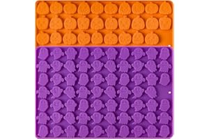 JOERSH Mini Halloween Molds Pumpkin and Ghost Silicone Molds Nonstick for Hard Candy, Gummy, Caramels, Chocolate, Ganache, Ice Cubes, 127 Cavities