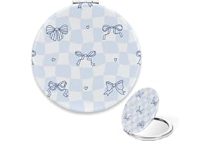 Pocket Mirror for Women Tiny Hearts Pattern Round Leather Cute Mirror Things Under 10 Dollars Makeup Purse Compact Mirrors La