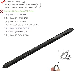 Eaglestar P550 Replacement Touch Stylus S Pen for Samsung Galaxy Tab A with S Pen 9.7" SM-P550NZAAXAR P550 P555,Galaxy Tab A 8.0 P350 P355-Black