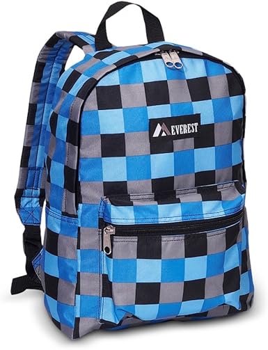 blue checkered backpack