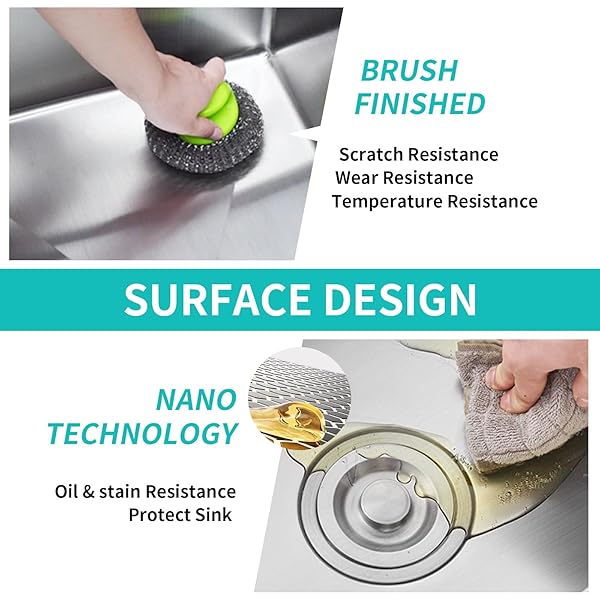 KITCHEN SINK, STAINLESS STEEL 27 X 22 INCH DROP IN KITCHEN SINK SINGLE BOWL TOP MOUNT KITCHEN SINK SET – SILICONE MAT AND DRAIN ASSEMBLY FOR MODERN KITCHEN STYLISH AND FUNCTIONAL