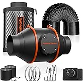 Spider Farmer Air Filtration Kit 4 Inch, Inline Duct Fan with RJ12 Speed Humidity Controller, Carbon Filter Combo, 13 Ft Duct