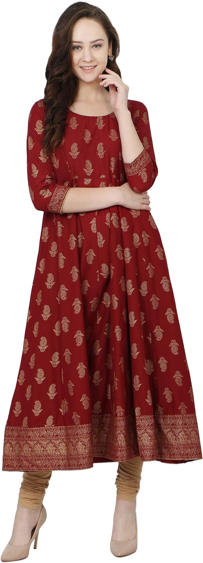 Poshak Women's Cotton & Crepe Anarkali Kurta