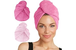 Turbie Twist 2-Pack Microfiber Hair Towel for Beauty, Travel, Gifting - Hair Wrap Turban for Straight, Wavy & Curly Hair - Premium Personal Care - Dark Pink & Light Pink