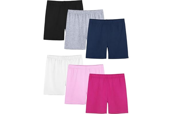 6 Pack Girls Bike Shorts Toddler Under Dress Cartwheel Shorts Dance Clothes | Soft & Stretchy & Not See Through Fabric, 12M-16Y Toddler & Kids Clothes, Girls Biker Shorts, Snug Fit Stays Put, Multi-color