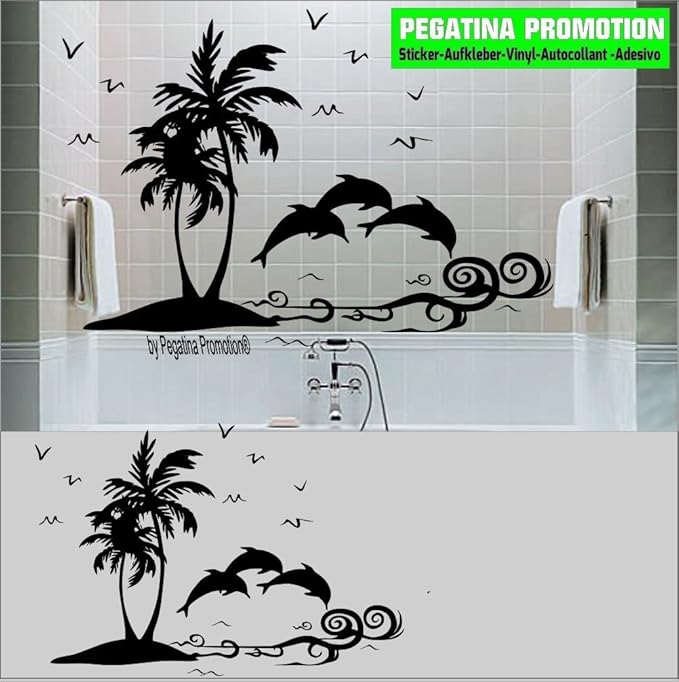 Hochwertiges Aufkleber Set 'Set 40 Stk. 'Südsee Paradies Badezimmer Aufkleber Möwen Delfine Wandtattoo Fliesentattoo im Mix 3