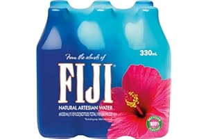 FIJI Natural Artesian Water 330 mL / 11.15 Fl Ounce Bottle (Pack of 6) - 100% Recycled Plastic
