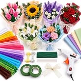 JZUCZV 540Pcs Pipe Cleaners Flowers Kit with Hot Glue Gun, 11 Colors Pipe Cleaners Bulk with Tutorial, Pipe Cleaners Craft for DIY Bouquet, Chenille Stems Flower Making Kit for ＆ Art DIY Flowers