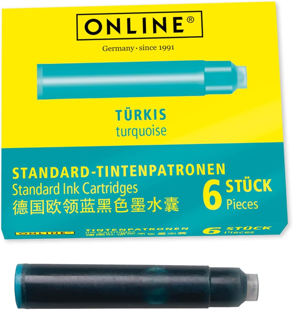 Online 17224/24 Turquoise Ink Cartridges 6 Pack Standard Pens